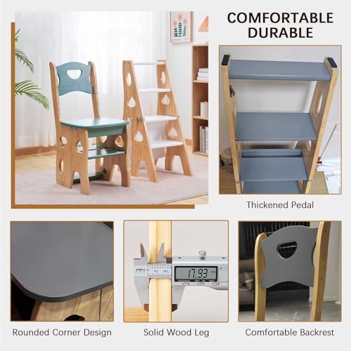 Tabouret escabeau pliant multifonctionnel bois support exposition 4 marches - 4