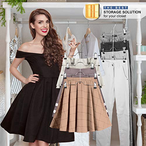 Doiown Skirt Hangers 4 Tier Pants Shorts Hangers Space Saving Hangers Closet Organizer For Skirt, Pants(6 Pieces) #TOP1