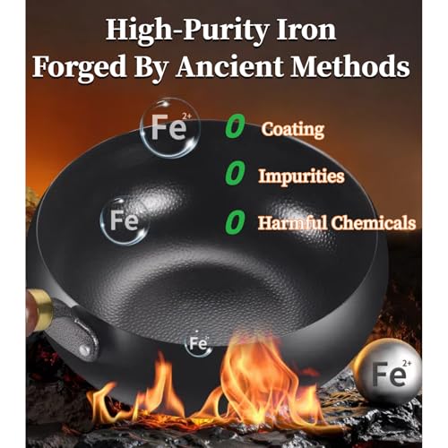 Wok de Hierro Forjado a Mano con Tapa 9.45 Pulgadas miniatura 6