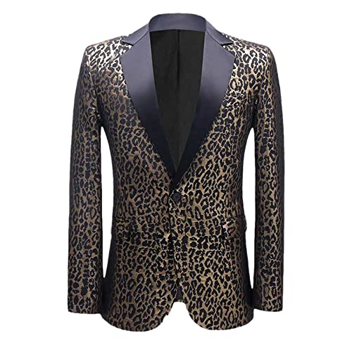 Sexy Leopard Print Blazer Men's Fashion Point Collar One Button Luxury Dress Blazer Wedding Party Wear