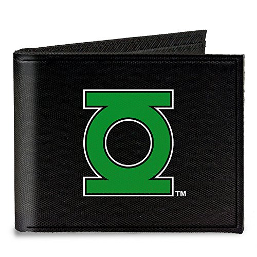 Buckle-Down Canvas Bi-fold Wallet-Green Lantern Logo Close-up Black/gr