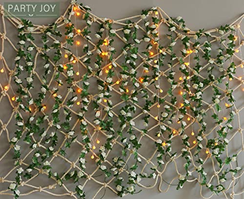 8Pcs 65.6Ft Flower Garland,Party Joy Fake Rose Vine Artificial Flowers Hanging Rose Ivy Garland For Room Wall Decor Hanging Baskets Wedding Arch Garden Background Decor (White-8Pcs) #TOP5