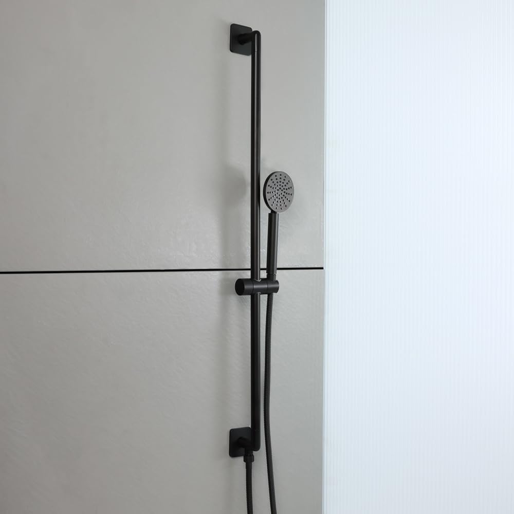 Milano Lune Riser Rail Hand Shower Integrated Elbow - Black
