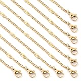 Cadikez 24 cadenas de eslabones de oro a granel de 1,5 mm chapado en oro de 18 quilates PVD de acero inoxidable con acabado satélite a granel para hacer joyas