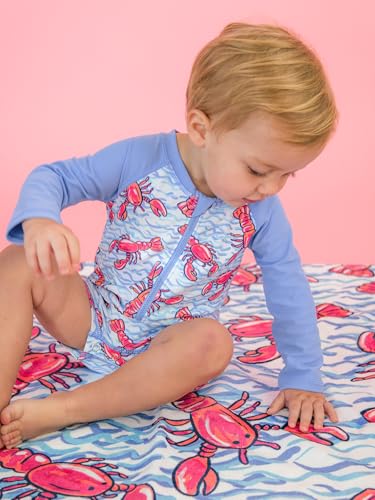 Image of RUGGEDBUTTS Baby /Toddler Boy Swimsuit, One Piece Zipper Rash Guard Sunsuit with UPF 50+ Sun Protection