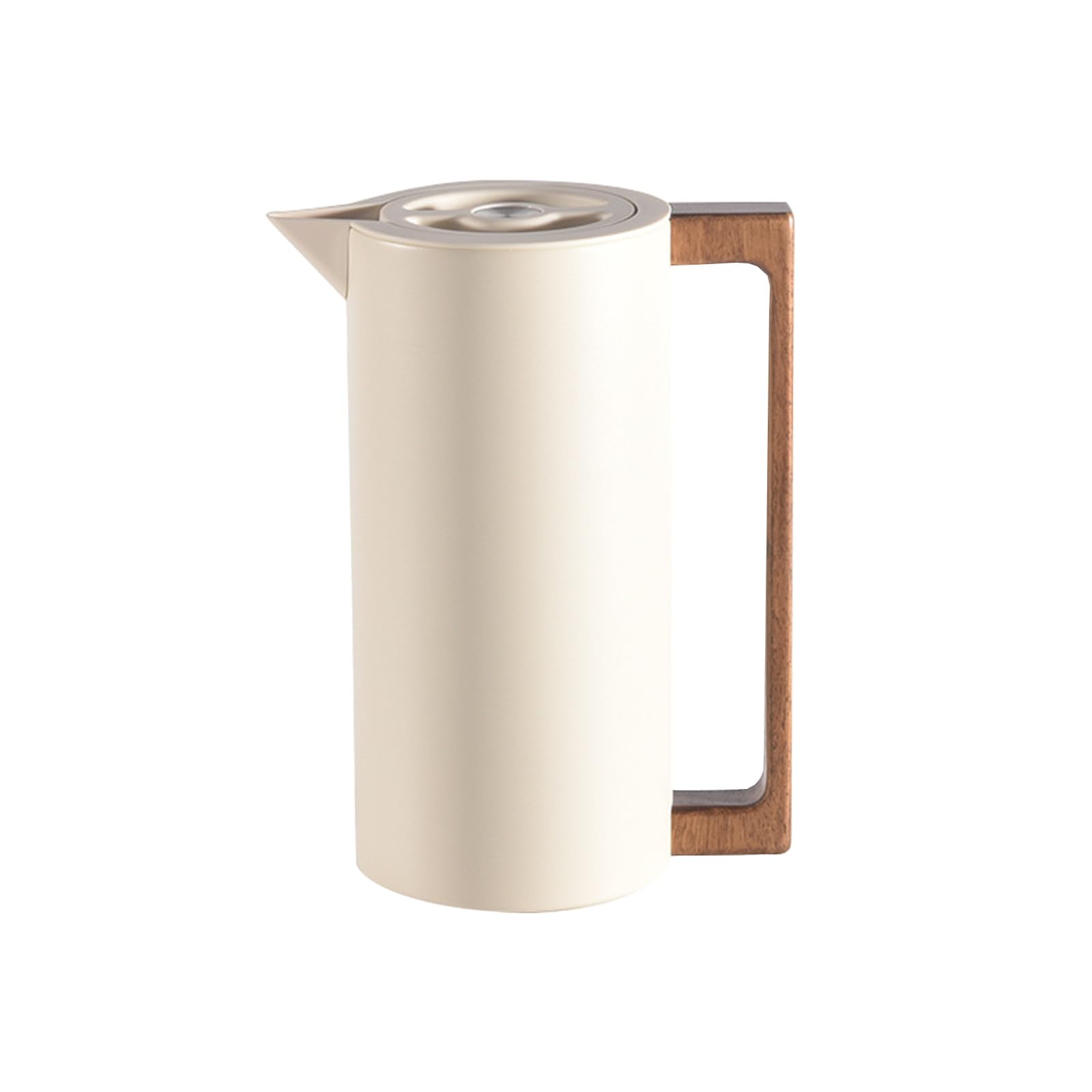 Jarra Térmica De Café Vacío Aislada, Matraz Acero Inoxidable, Con Mango De Madera Y Pulsador De Seguridad Simple, Para El Hogar, Hotel, Oficina (Beige,1.5L)