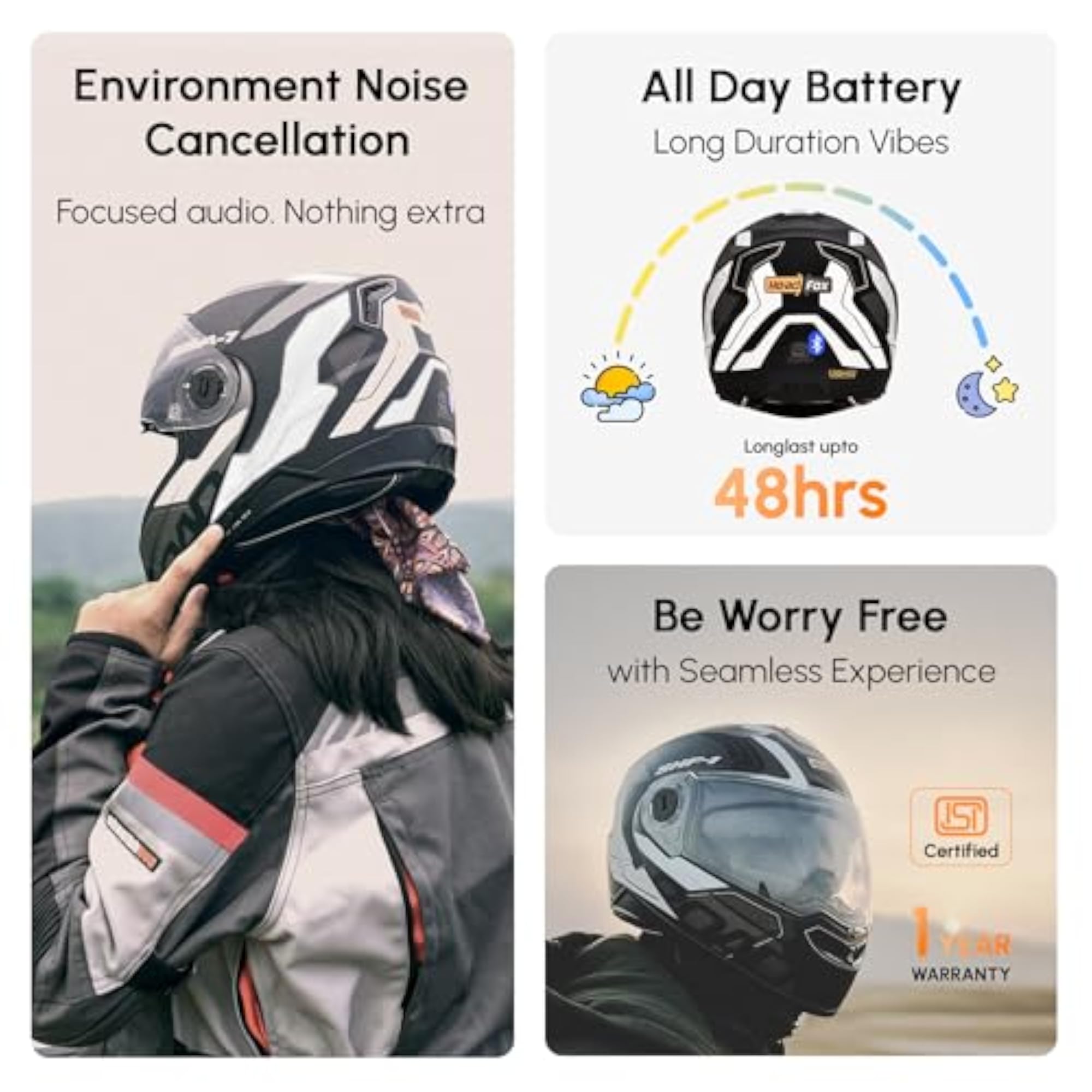 N2 Road Motorcycle Bluetooth Flip-up ISI Helmet for Men