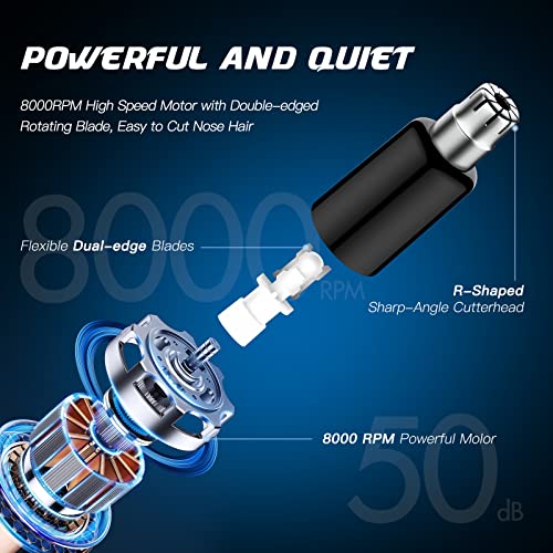 Oufuni® Ear And Nose Hair Trimmer Clipper, Professional Rechargeable Cordless Eyebrow & Facial Hair Trimmer For Men Women,Ipx7 Waterproof Portable Pen-Shaped Dual Edge Blades Trimming Tool #TOP1