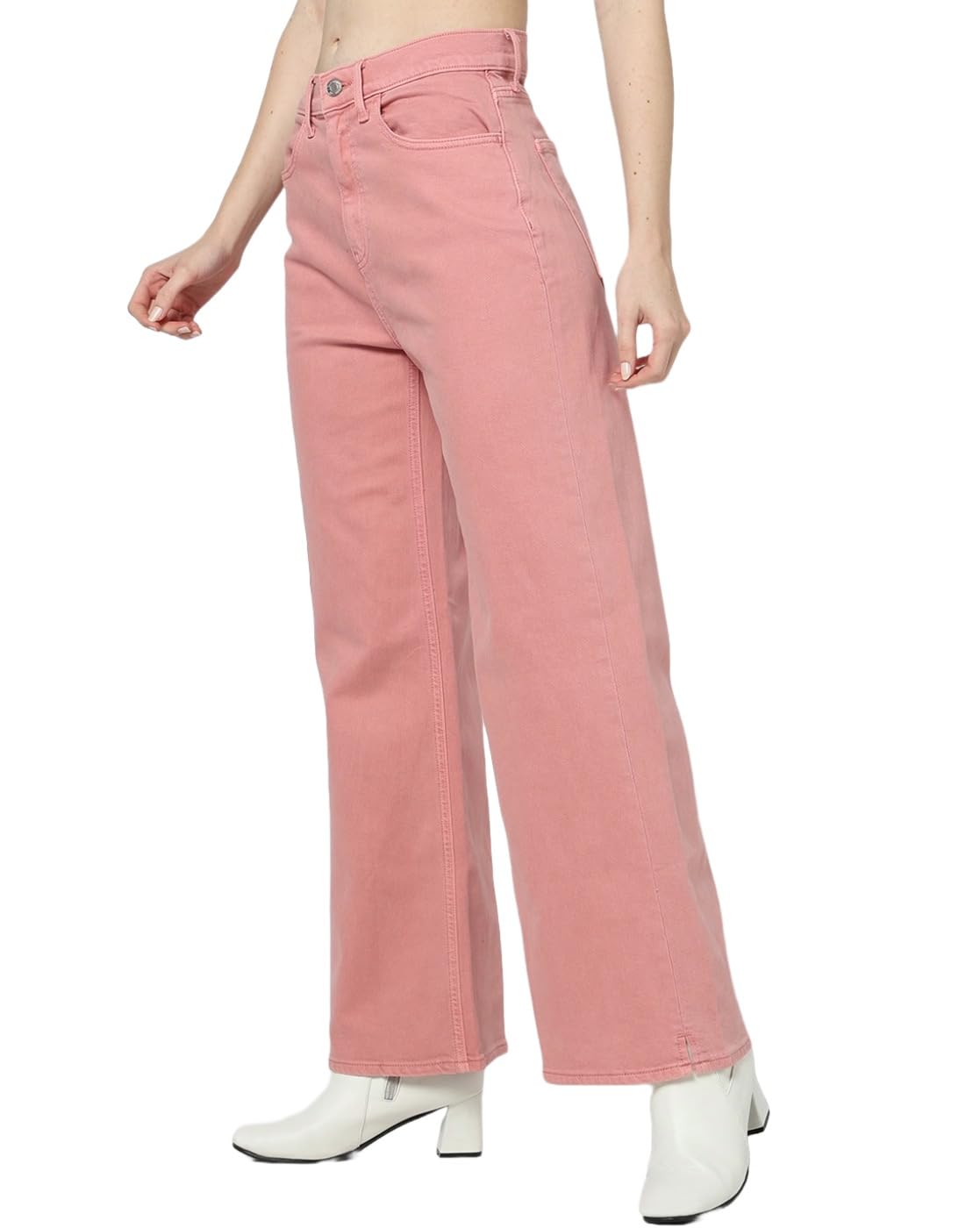 Libas Women Relaxed Fit High Rise Clean Washed Jeans in neutral