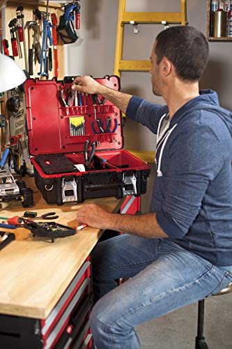 Keter - 241111 Resin Technician Portable Tool Box Organizer With Cushioned Dividers For Small Parts And Hardware Storage, Black/Red #TOP5