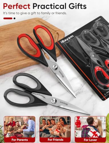 Image of iBayam Kitchen Scissors Shears All Purpose Heavy Duty, Protective Sheath (Pack of 2)