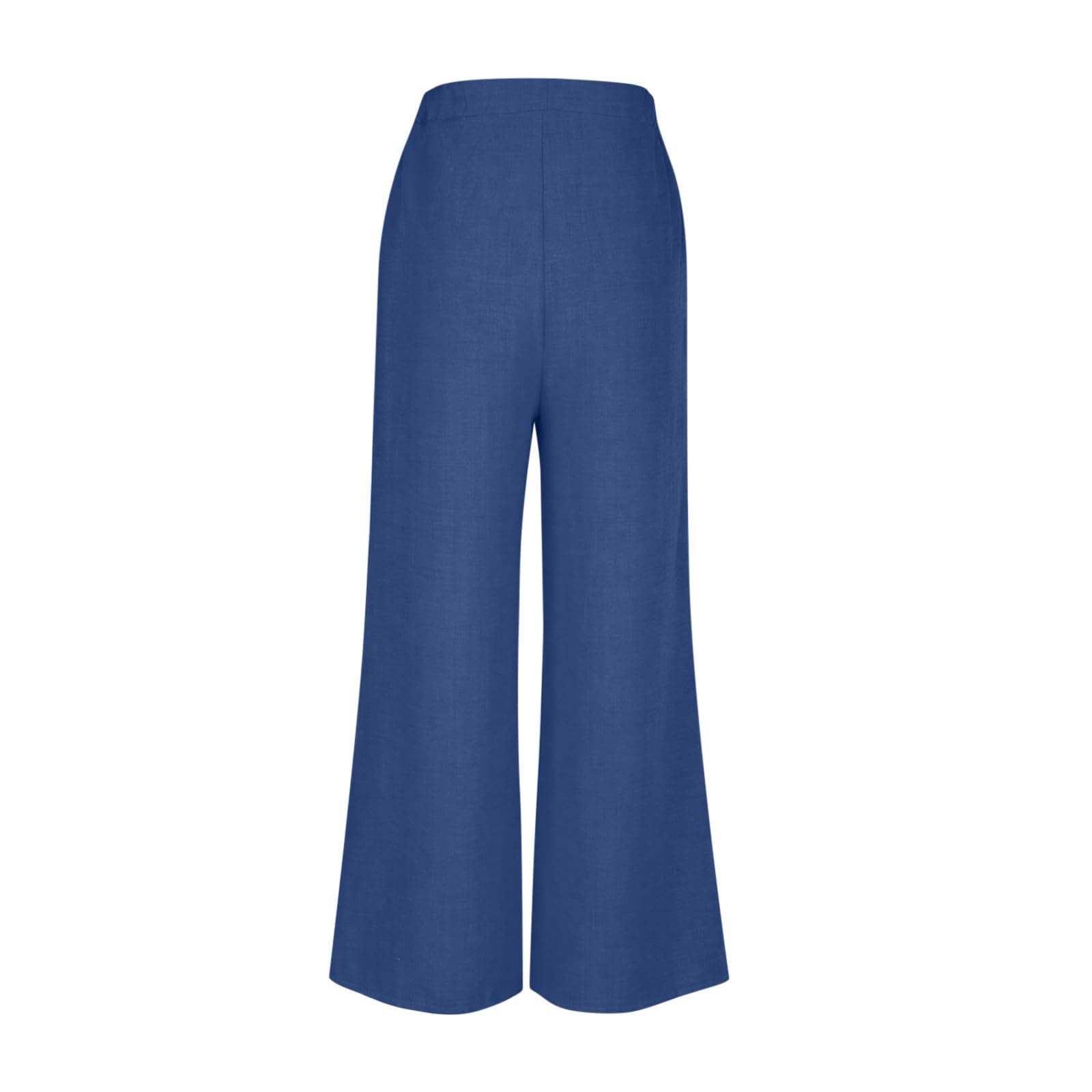 Generisch Completo da donna in cotone e lino con top a girocollo a maniche corte e pantaloni, elegante e casual per l'estate.
