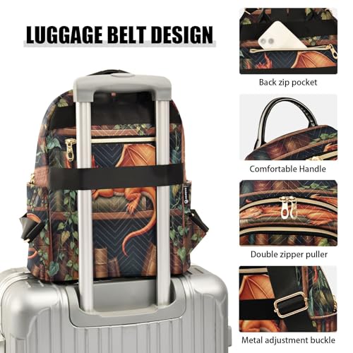 Image of ALAZA Dragon Bookshelf Book Women Backpack Purse Ladies Fashion Shoulder Bag Daypack Travel Bag 7.5L