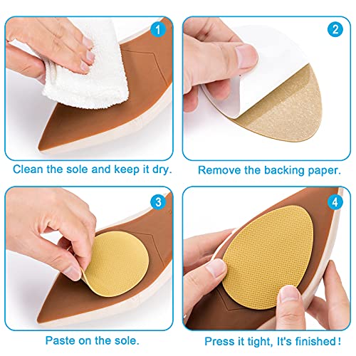 Image of GADEBAO Non-Slip Shoe Pads, Self-Adhesive Anti-Slip Grips for Bottom of Shoes, Odorless Silicone Pads, High Heels Non-Skid Sole Protector Stickers (Beige-8 Pcs)