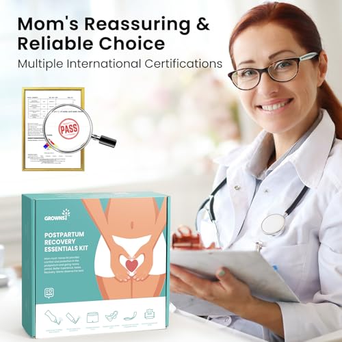 Image of Grownsy 15pc Postpartum Essentials Recovery Kit | Postpartum Kit for Women | Includes 5 Postpartum Pads, 5 Disposable Underwear, 2 Ice Packs, Peri Bottle, Perineal Spray & 28 Cooling Pad Liners