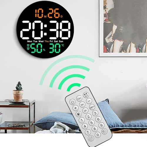 Image of GHANU Large Digital Clock for Classroom, Digital Classroom Clocks for Teachers, 10 inch Round LED Clock with Large Display,Date, Countdown Timer, Remote Control, Temperature, Electric