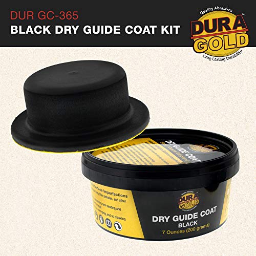 Dura-Gold Premium Black Dry Guide Coat Kit, 7 Ounces (200 Grams) - Powder That Instantly Highlights Auto Bodyshop Repair Surface Imperfections, Identify Body Filler Pinholes, Sanding Scratches Defects #TOP1