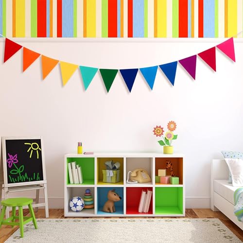 Image of Rozi Decoration Multicolor 12 Bunting Flags Banner for Happy Birthday, Baby Shower, Eid & IPL Theme Decoration - Pack of 1 Set, 10 feet