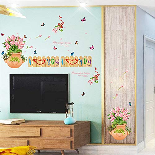 Zelfklevende Tulpenvaas Tuinhek Muurstickers Woonkamer Slaapkamer Kledingkast Kast Warm - Afbeelding 6