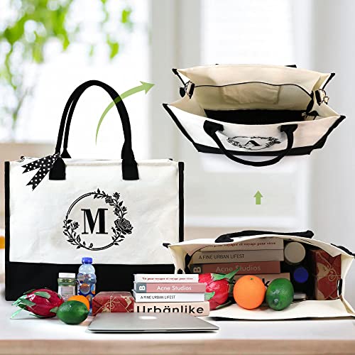 Beegreen Teacher Tote Bag W Zipper And Pockets Personalized Bags For Women Monogram Embroidery For Friends Birthday Mom Bride Bridesmaid Letter M #TOP3