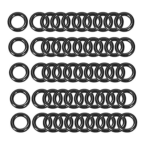 Ofowin 50pcs O-Ring Nitrile Rubber 2mm x 4mm x 1mm Black O-Ring 2mm Inner Diameter 4mm Outer Diameter 1mm Wide Round Seal Gas Gasket Oil Resistant Waterproof Abrasion Resistant Car Air Conditioner