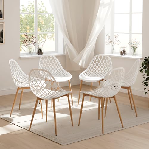 buybyroom Chaise Salle a Manger Lot de 6, Chaise Scandinave Cuisine Moderne avec Pieds en Métal, pour Cuisine Bureau Salon Salle de Conférence Balcon...