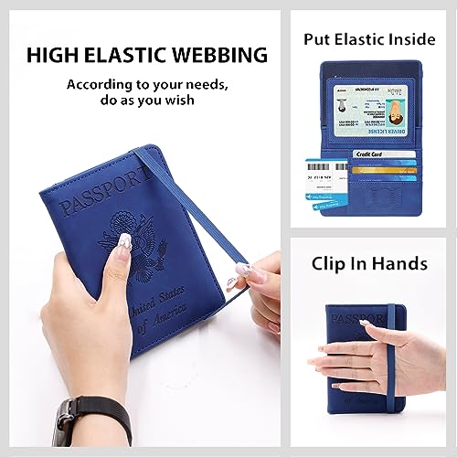 Image of Melsbrinna Rfid Passport Holder for Travel women /Men, Cute Passport Wallet Rfid Blocking Card Slots, Rfid Passport Cover /CaseTravel Wallet, Passport Book Holder (1, Blue5)