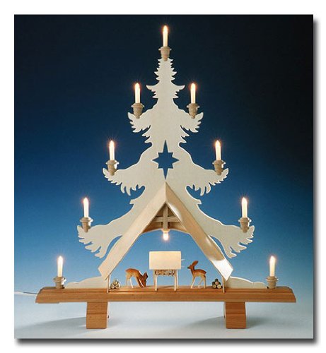 Lichterspitze 10-flammig Geschnitzte Rehe echte Handarbeit aus dem...