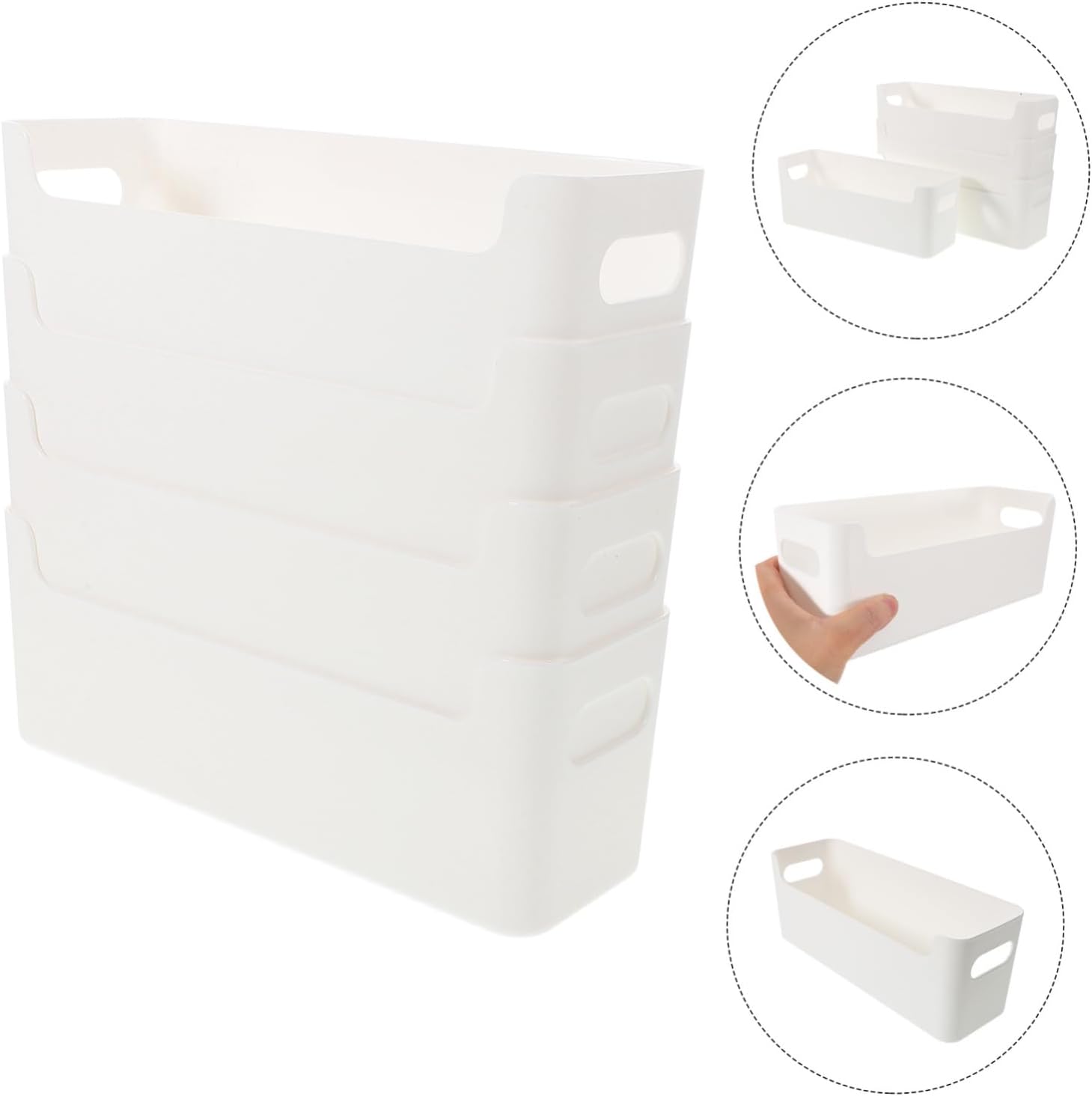 Ciieeo 8pcs Organize Your Kitchen Plastic Storage Cases Cabinet Divider Drawer Holder Spice Storage Drawer Divider Cases White Narrow