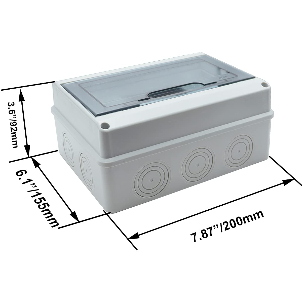 smseace Distribution Protection Box, ABS Plastic Transparent Cover Waterproof Distribution Box IP65, for Indoor Wall Circuit Breaker (8 Way ): Tools & Home Improvement