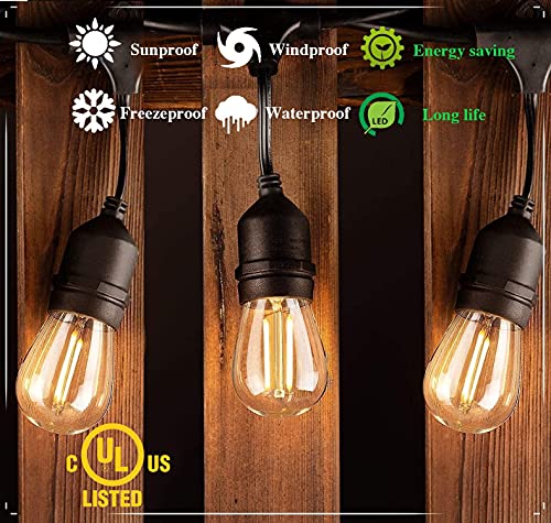 Winsaled 15 Pack S14 Led Bulbs For Outdoor String Lights,Shatterproof 2 Watt Led Bulb For Patio Lighting Bulb Replacement, 2700K Warm, Cri90+,E26 Medium Base, Ul Listed #TOP1