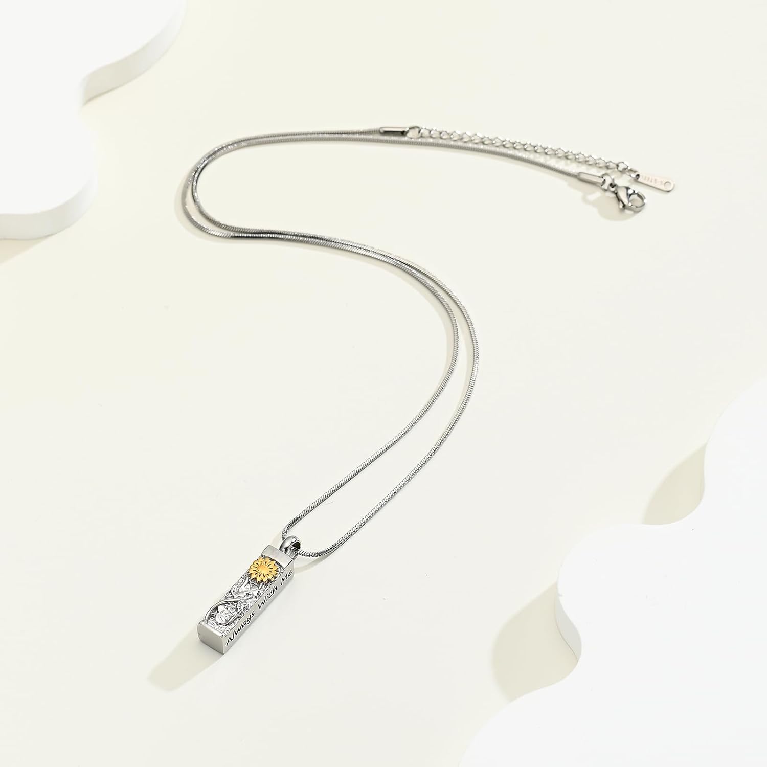 Flower Celtic Cremation Jewelry for Women Men Cylinder Bar Sunflower Urn Necklace for Ashes Pendant Necklace Vial Memorial Keepsake Jewelry for Ashes Necklace of Loved Ones - Image 7