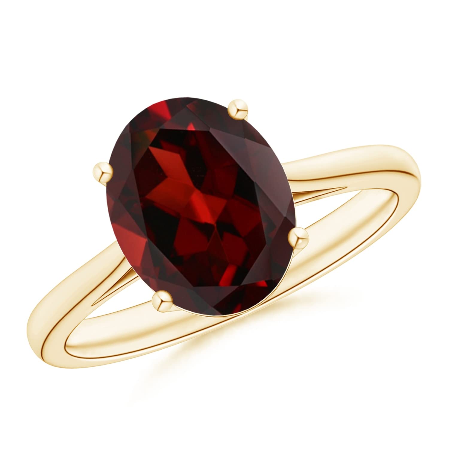 Natural Oval Solitaire Garnet Cocktail Ring (10x8mm Garnet) - January Birthstone