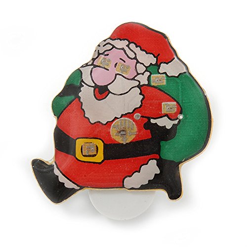 Preisvergleich Produktbild Blinkende LED-Lichter Weihnachten Santa mit Magnetverschluss Brosche 35 mm
