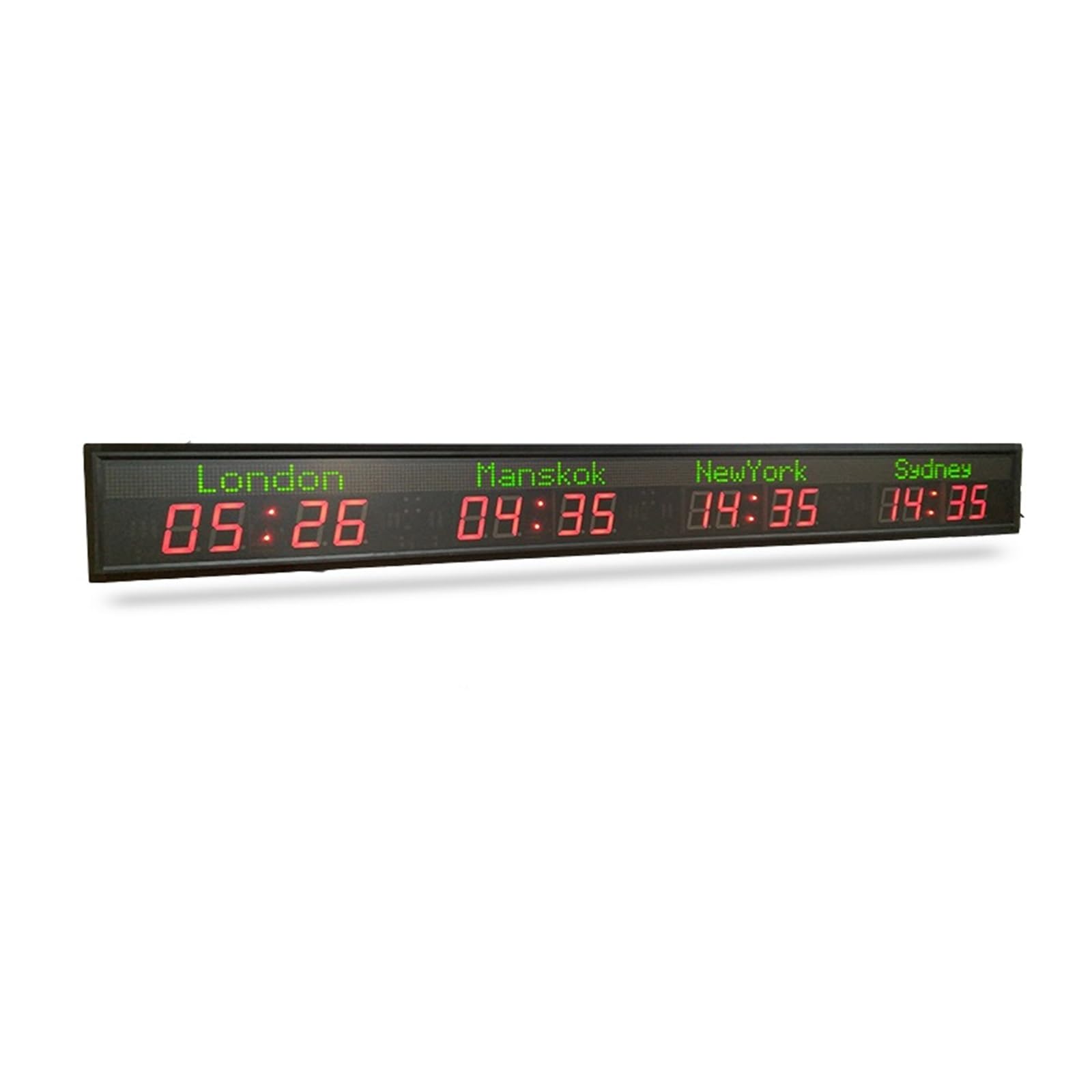 Gym Timer, Reloj de zona horaria múltiple/Reloj de hora mundial LED Reloj de hora mundial de 4 ciudades