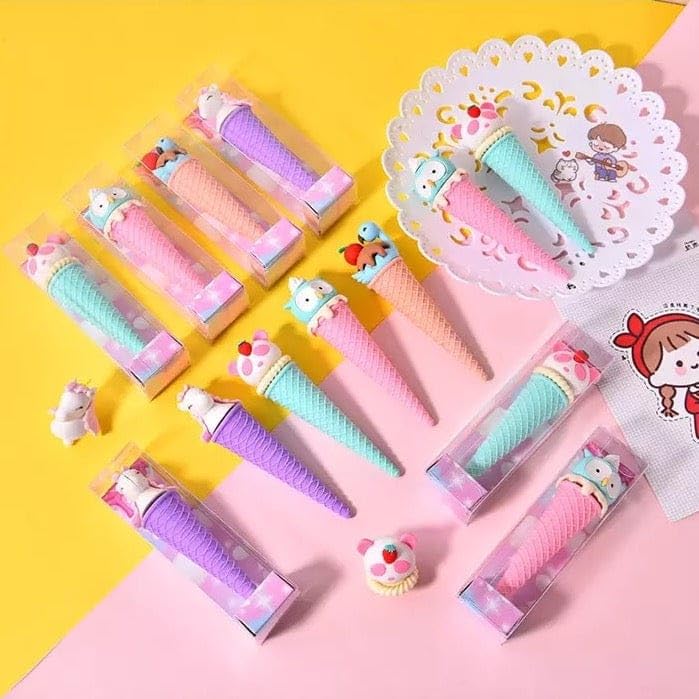 Image of DEOXY Ice-Cream Theme Erasers Set for Kids,Set for Return Gift, Stationary Set for Kids, Rubber Eraser, Stationary - Pack of 4 (QH1001)