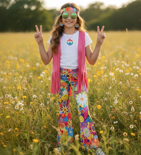 Disfraz Hippie para Niñas Koatobbor Talla 9-10 Años miniatura 3