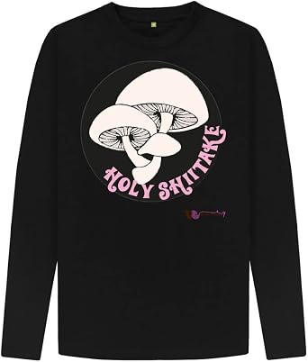 Holy Shiitake Long Sleeve Mens Tee, Black, M