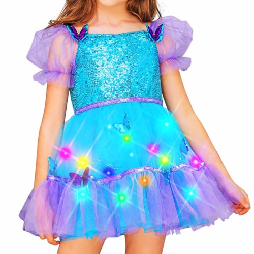 EARENT Light Up Sequin Dress Neon Tutu Glow Party Dresses