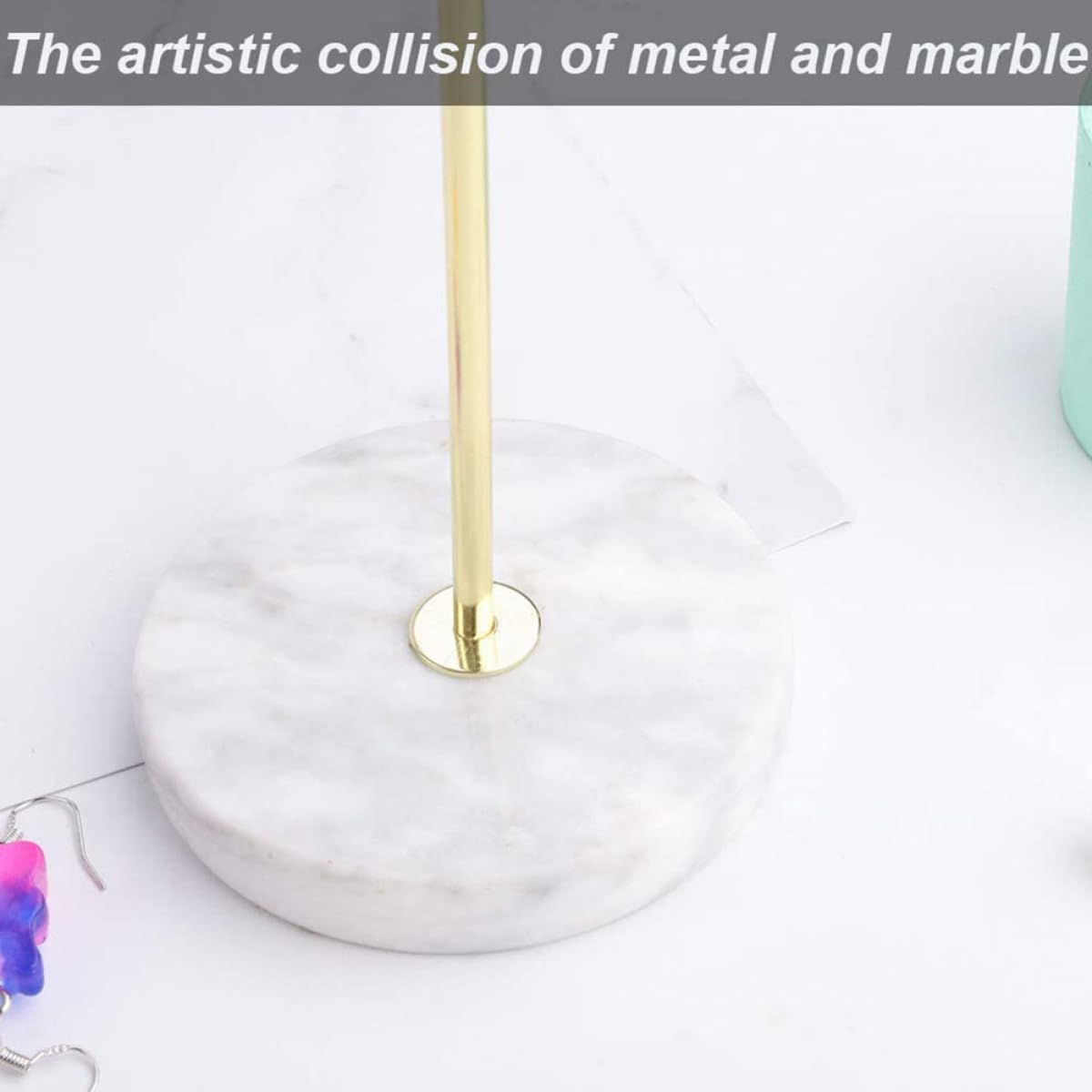 SOIMISS Praktischer Schmuckständer und Uhrenhalter aus Marmor und Metall mit Modernem Design zur Stilvollen Aufbewahrung von Ketten und Armbändern für Zuhause und Reisen