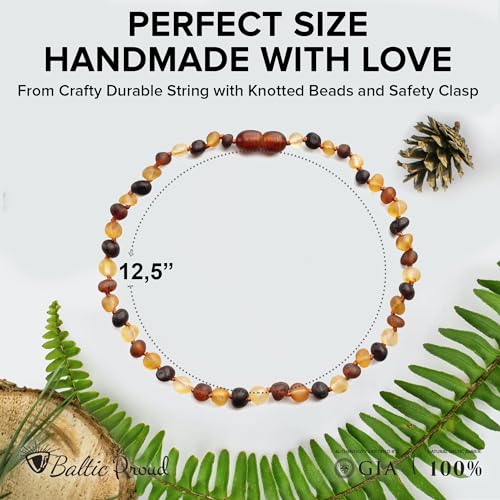 Baltic Proud Amber Necklace (Unisex Multi Raw 12.5 Inches) - Certified Premium Quality Raw Baltic Sea Amber2