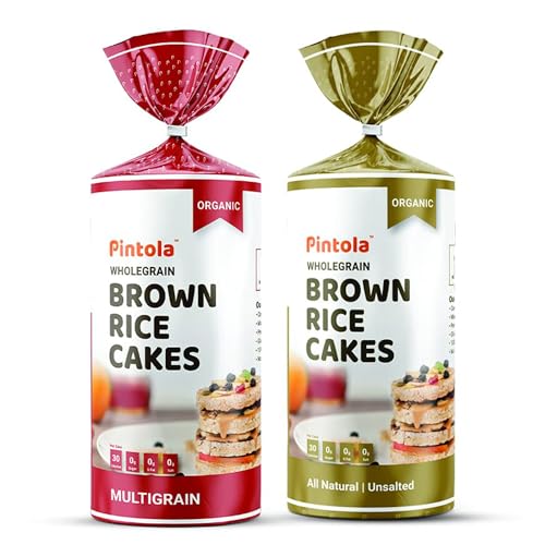 Image of Pintola Combo - Organic Peanut Butter Crunchy 1kg + Rice Cakes (Unsalted & Multigrain) (Pack of 2) (130g x 2), 100% Roasted Peanuts butter, Unsweetened, Crunchy Nut Butter With Organic Rice Cakes