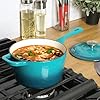 Crock-Pot 3-Quart Teal Ombre Enamel Cast Iron Saucepan with Lid – Durable Oven Safe Cookware #1