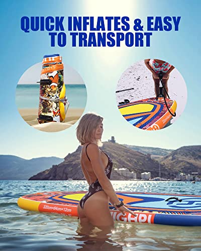Highpi Inflatable Stand Up Paddle Boards, 10'6''X33''X5'' Sup With Accessories Backpack Anti-Slip Deck, Leash, Adjustable Paddle And Hand Pump, Waterproof Bag, Standing Boat For Youth & Adult #TOP4