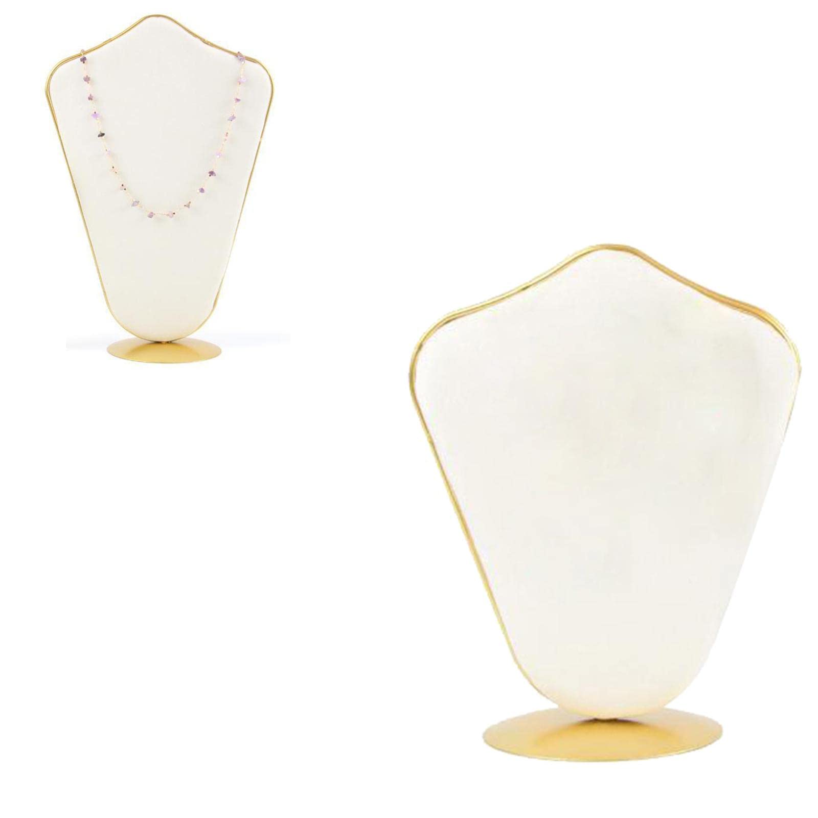 Colaxi Velvet Necklace Bust Display Stand Organizer Pendant Chain Jewelry Holder Rack, Beige