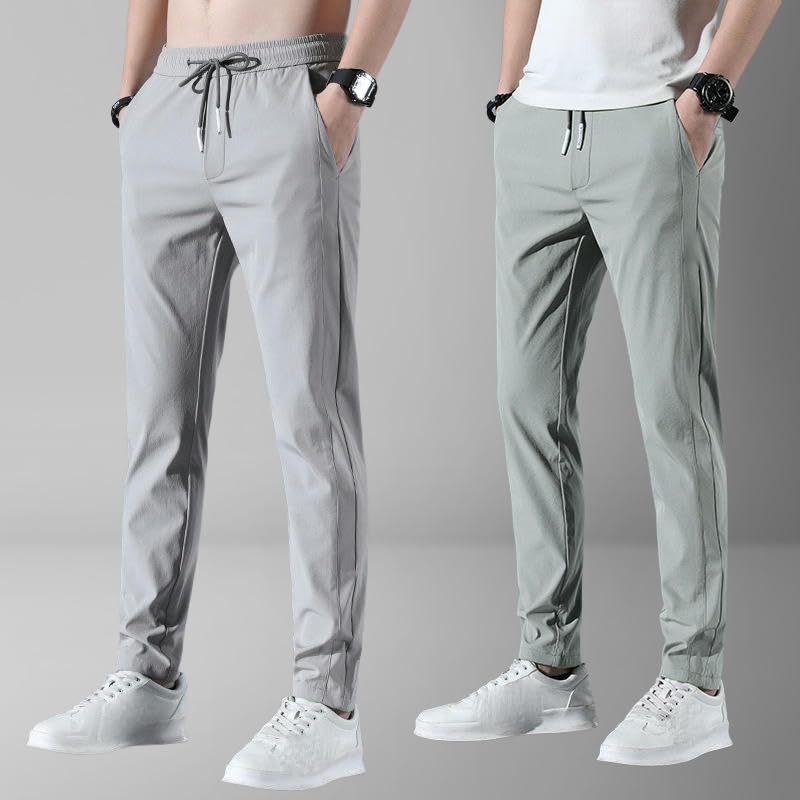 Men's Summer Thin Ice Silk Korean Style Slim Straight Business Casual Pants2
