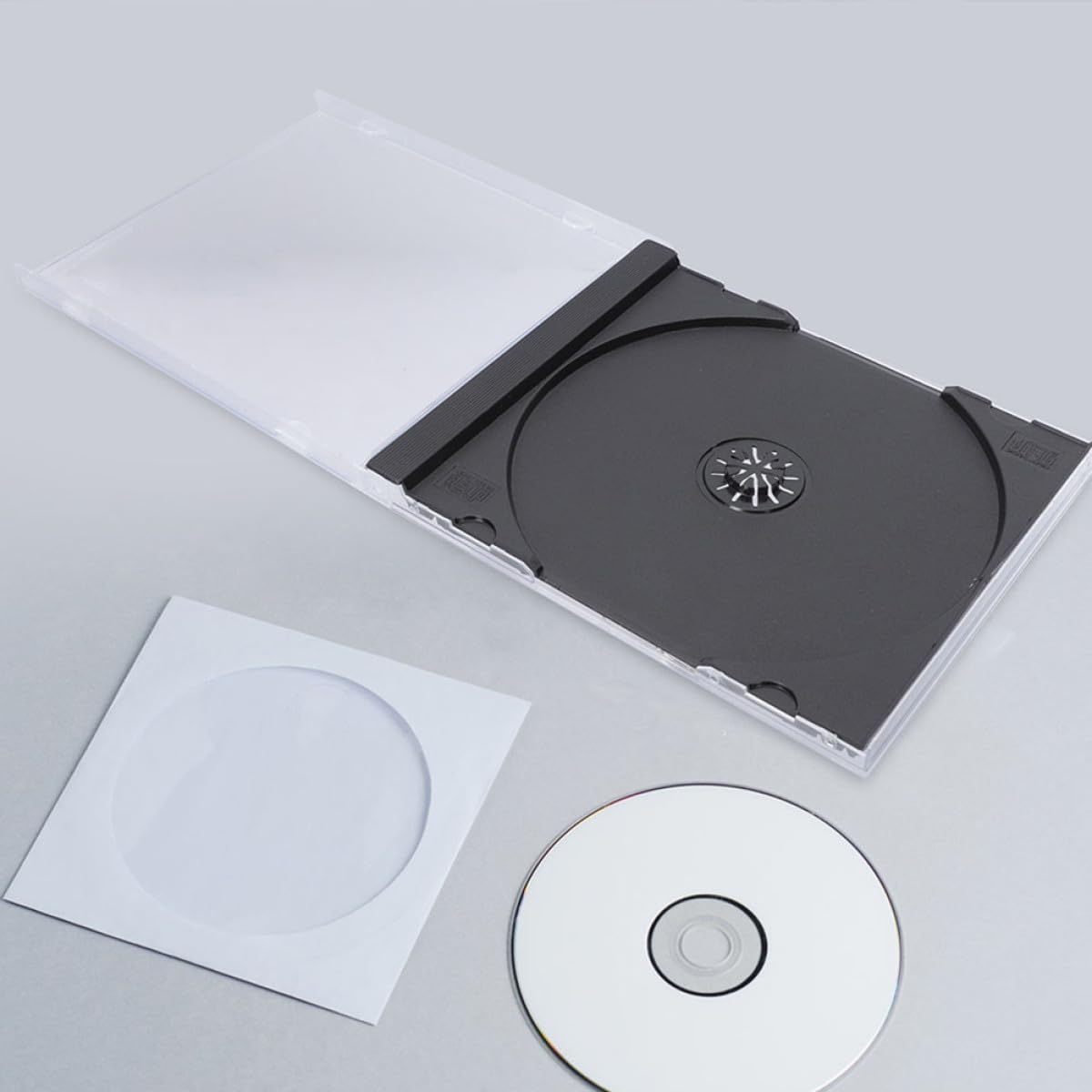 OUNONA Custodia per CD in Plastica Trasparente, Scatola Portaoggetti per CD Singolo Disco, Set da 10 Pezzi Protezione Antipolvere, Organizer Impilabile per Casa, Ufficio e Scuola
