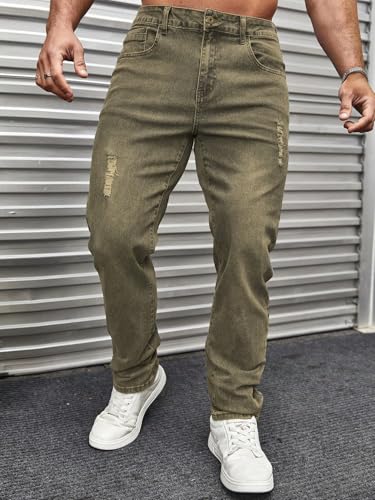 Image of URBAN POCKETS Jeans for Men | Distressed Denim Pants with Slim Tapered Fit & Washed Look (Comfort-Tarry-U06-U07)