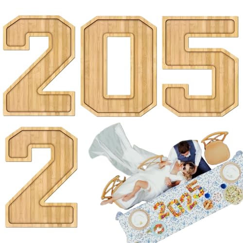 Cuencos rellenables para aperitivos con números - Decoración de fiesta de graduación 2025, tabla de servir charcuteria | Bandeja para fiestas para comida con dedos, decoración de fiesta de graduación