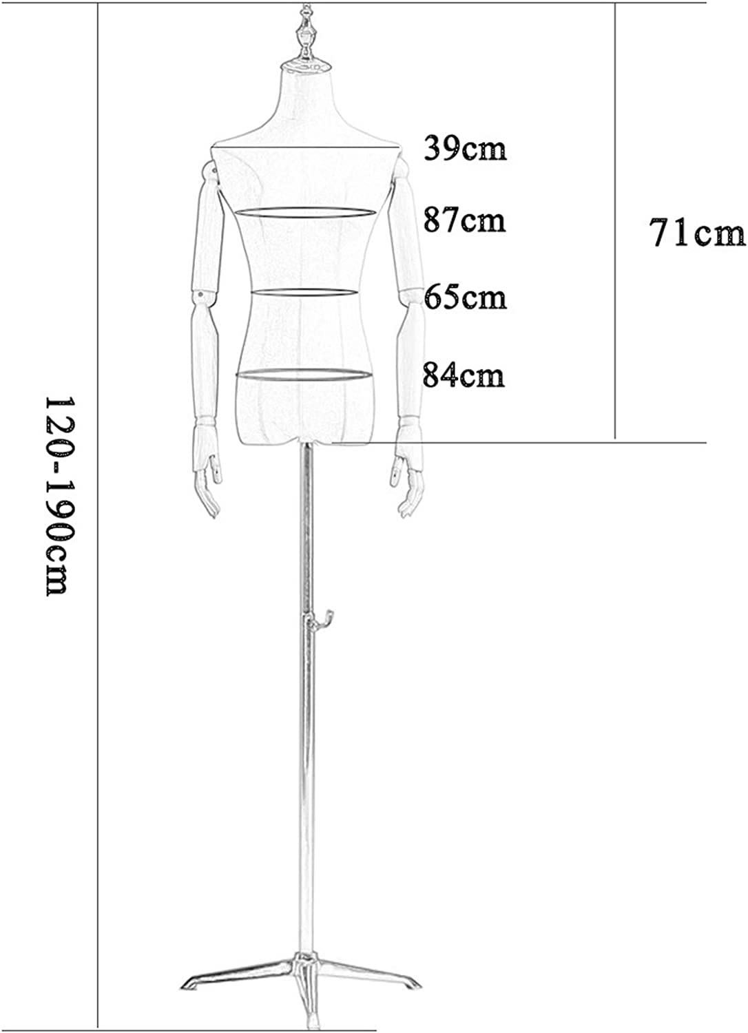 Cuerpo de maniquí Femenino, Torso de maniquí de Costura, maniquí de Sastre, Busto de exhibición de maniquí Estable para modistas con Brazos Flexibles y Ajustables.